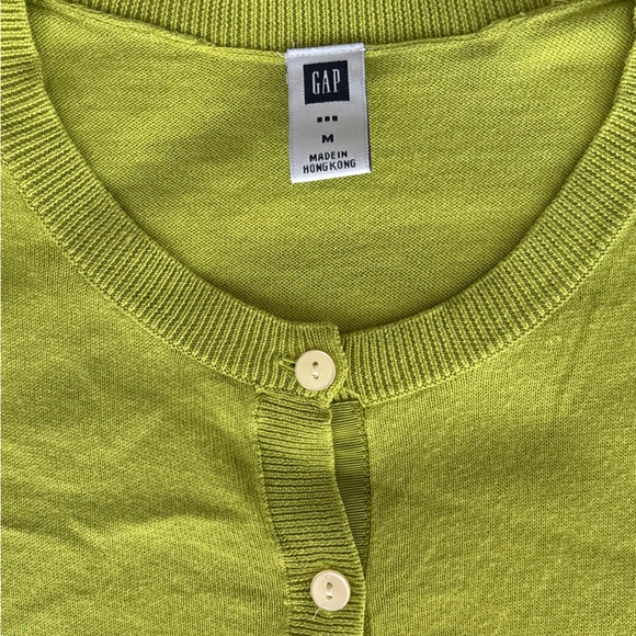 Gap Lime Chartreuse Green Shirt Sleeve Cardigan Sz M - Picture 3 of 3